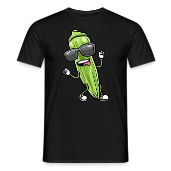 Dancing okra with sunglasses okra - Men's T-Shirt - black - Front - AI Model Male 178 light (178cm)