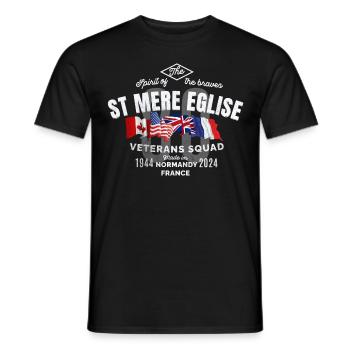 St Mere Eglise Normandy 80th anniversary - T-shirt homme - noir - Devant - AI Model Male 178 light (178cm)
