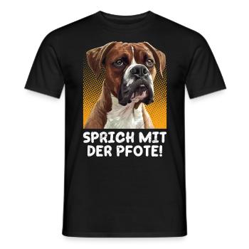 Deutscher Boxer SPRICH MIT DER PFOTE! Boxer Hund - Männer T-Shirt - Schwarz - Vorne - AI Model Male 178 light (178cm)