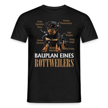 Rottie Besitzer BAUPLAN EINES ROTTWEILERS Lustiges - Männer T-Shirt - Schwarz - Vorne - AI Model Male 178 light (178cm)