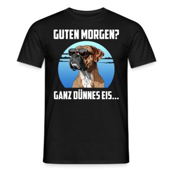 Deutscher Boxer GUTEN MORGEN? GANZ DÜNNES EIS... - Männer T-Shirt - Schwarz - Vorne - AI Model Male 178 light (178cm)