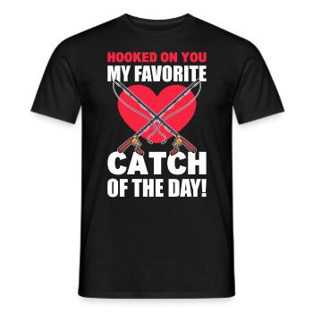 Bait Valentine’s Day Hearts Fishing Is My - Men's T-Shirt - black - Front - AI Model Male 178 light (178cm)