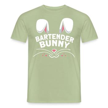 Lapin barman - T-shirt homme - vert sauge - Devant - AI Model Male 178 light (178cm)