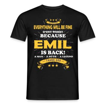 Tout va bien se passer, parce qu’Emil est là Outfit - T-shirt homme - noir - Devant - AI Model Male 178 light (178cm)
