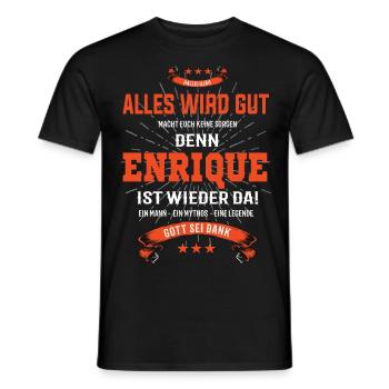 Tout va bien se passer parce qu’Enrique est là Outfit - T-shirt homme - noir - Devant - AI Model Male 178 light (178cm)