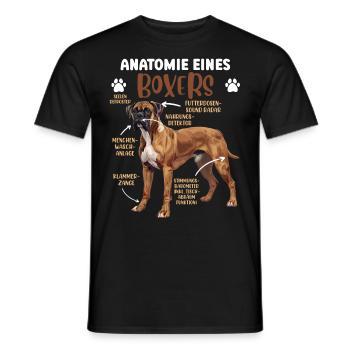Deutscher Boxer Hund ANATOMIE EINES BOXERS - Männer T-Shirt - Schwarz - Vorne - AI Model Male 178 light (178cm)