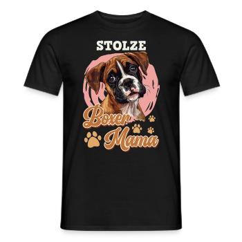 Deutscher Boxer STOLZE BOXER MAMA Boxer Besitzerin - Männer T-Shirt - Schwarz - Vorne - AI Model Male 178 light (178cm)