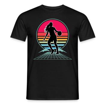 basketball women's basketball player basketball - Men's T-Shirt - black - Front - AI Model Male 178 light (178cm)