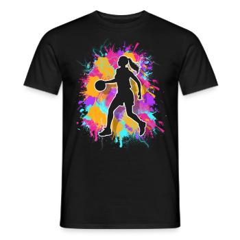 basketball women's basketball player basketball - Men's T-Shirt - black - Front - AI Model Male 178 light (178cm)