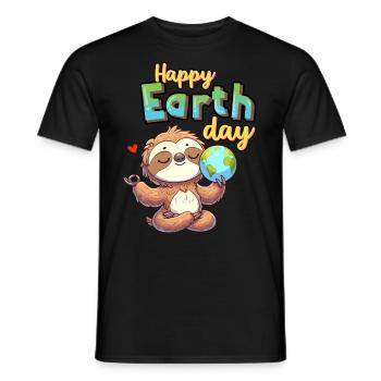 Sloth Happy Earth Day Yoga World Love Nature - Men's T-Shirt - black - Front - AI Model Male 178 light (178cm)