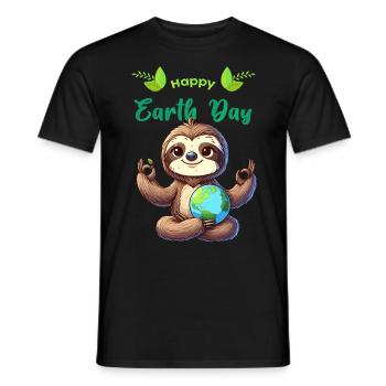Earth Day Sloth Yoga Meditation Conservation - Men's T-Shirt - black - Front - AI Model Male 178 light (178cm)