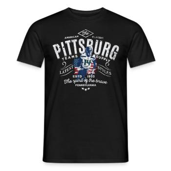 Pittsburgh Teams Supply football - Men's T-Shirt - black - Front - AI Model Male 178 light (178cm)