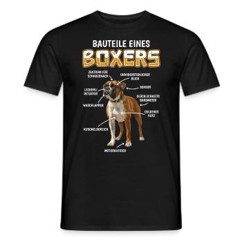 Deutscher Boxer BAUTEILE EINES BOXERS Lustiges - Männer T-Shirt - Schwarz - Vorne - AI Model Male 178 light (178cm)