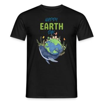 Happy Earth Day whale sea ocean earth nature valuable - Men's T-Shirt - black - Front - AI Model Male 178 light (178cm)
