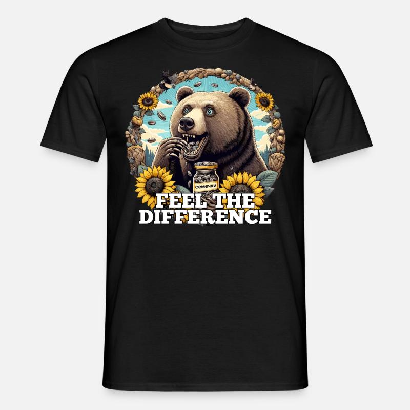 Bär Sonnenblumenkerne Sonnenblumenkörner Geschenk - Männer T-Shirt - Schwarz