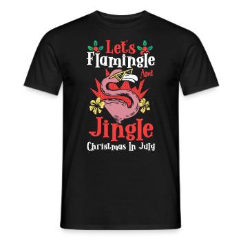 Tropical Pink Flamingo Christmas in July Summer - Men's T-Shirt - black - Front - AI Model Male 178 light (178cm)