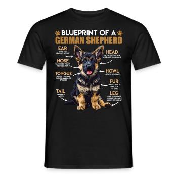 Berger allemand plan d’un berger allemand drôle - T-shirt homme - noir - Devant - AI Model Male 178 light (178cm)