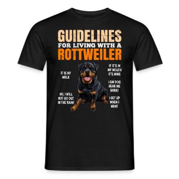 Rottweiler Besitzer GUIDELINES FOR LIVING WITH - Männer T-Shirt - Schwarz - Vorne - AI Model Male 178 light (178cm)