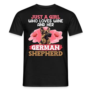 German Shepherd Just a Girl Who Loves Her German - Men's T-Shirt - black - Front - AI Model Male 178 light (178cm)