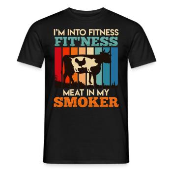 Griller J’AIME LA VIANDE DE FITNESS DANS MON FUMOIR Drôle - T-shirt homme - noir - Devant - AI Model Male 178 light (178cm)