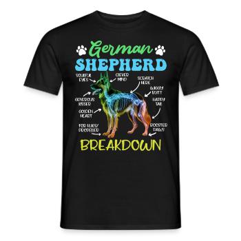 German Shepherd BREAKDOWN Funny German Shepherd - Men's T-Shirt - black - Front - AI Model Male 178 light (178cm)