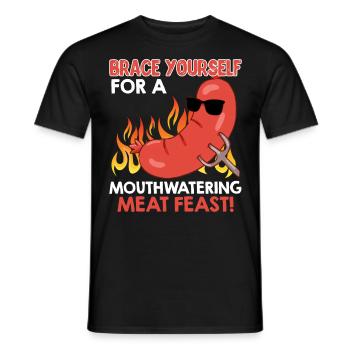 Grillen BRACE YOURSELF FOR A MEAT FEAST! - Männer T-Shirt - Schwarz - Vorne - AI Model Male 178 light (178cm)