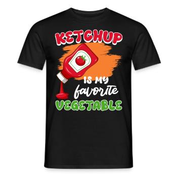 KETCHUP IS MY FAVORITE VEGGIE Funny - Men's T-Shirt - black - Front - AI Model Male 178 light (178cm)