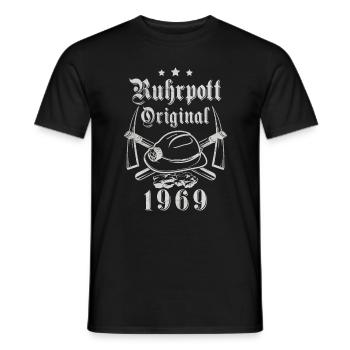 1969 Geburtstag Ruhrpott Original Hacke Helm - Männer T-Shirt - Schwarz - Vorne - AI Model Male 178 light (178cm)