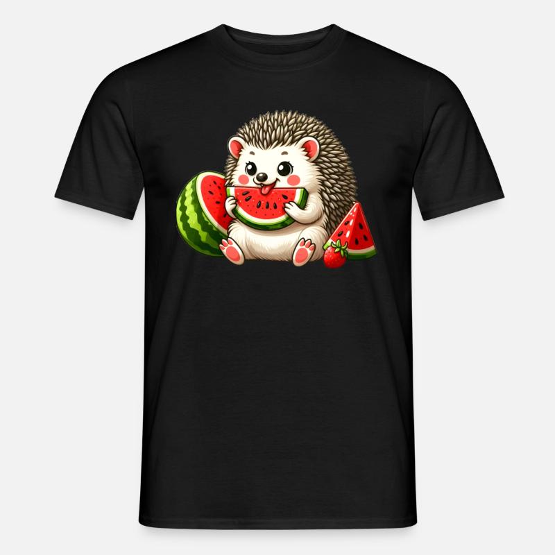 Hérisson aime la pastèque - T-shirt homme - noir