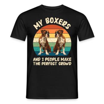 Chien boxer MON BOXER ET 3 PERSONNES Drôle - T-shirt homme - noir - Devant - AI Model Male 178 light (178cm)