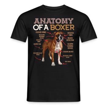 German Boxer Dog ANATOMY OF A BOXER - Men's T-Shirt - black - Front - AI Model Male 178 light (178cm)