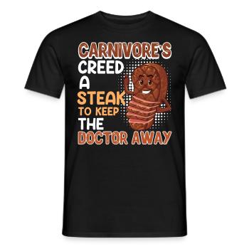 Fleischliebhaber CARNIVORE'S CREED A STEAK - Männer T-Shirt - Schwarz - Vorne - AI Model Male 178 light (178cm)