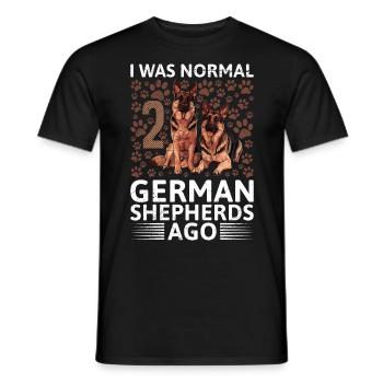 German Shepherd Owner Was Normal 2 German Shepherds - Men's T-Shirt - black - Front - AI Model Male 178 light (178cm)