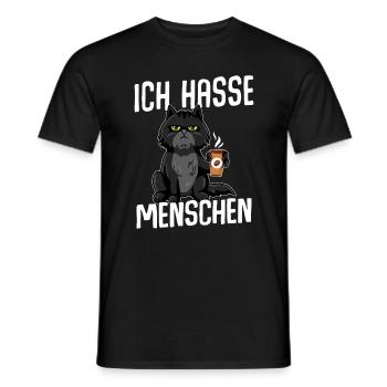 Cat I Hate People BLACK - Men's T-Shirt - black - Front - AI Model Male 178 light (178cm)