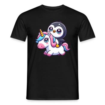 Un pingouin sur une licorne - T-shirt homme - noir - Devant - AI Model Male 178 light (178cm)