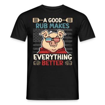 Grillmeister A GOOD RUB MAKES EVERYTHING BETTER - Men's T-Shirt - black - Front - AI Model Male 178 light (178cm)
