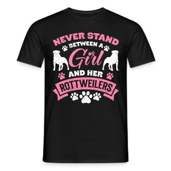 Rottie NE SE TIENT JAMAIS ENTRE UNE FILLE ET ELLE - T-shirt homme - noir - Devant - AI Model Male 178 light (178cm)