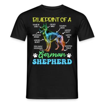 Berger allemand plan d’un berger allemand drôle - T-shirt homme - noir - Devant - AI Model Male 178 light (178cm)