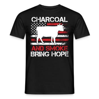 Grill Master LE CHARBON DE BOIS ET LA FUMÉE APPORTENT DE L’ESPOIR - T-shirt homme - noir - Devant - AI Model Male 178 light (178cm)