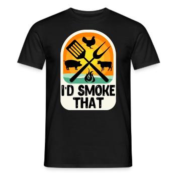 Fleischliebhaber Grillen I'd Smoke That BBQ - Männer T-Shirt - Schwarz - Vorne - AI Model Male 178 light (178cm)