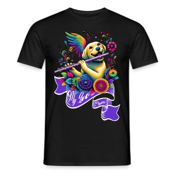 Melodic Love: Flute Sounds - Men's T-Shirt - black - Front - AI Model Male 178 light (178cm)
