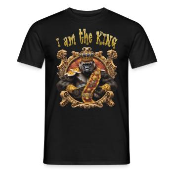 I am the KING. Gorilla, König, Emblem, Wappen, - Männer T-Shirt - Schwarz - Vorne - AI Model Male 178 light (178cm)