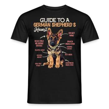 German Shepherd GUIDE TO A GERMAN SHEPHERDS HEART - Men's T-Shirt - black - Front - AI Model Male 178 light (178cm)