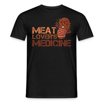 Fleisch Fan MEAT LOVER'S MEDICINE Anti Vegan - Men's T-Shirt - black - Front - AI Model Male 178 light (178cm)