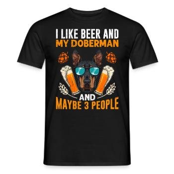 Doberman owner LIKE BEER AND MY DOBERMAN - Men's T-Shirt - black - Front - AI Model Male 178 light (178cm)