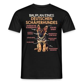Berger allemand plan d’un berger allemand drôle - T-shirt homme - noir - Devant - AI Model Male 178 light (178cm)