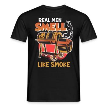 BBQ LES VRAIS HOMMES SENTENT LA FUMÉE Grillades drôles - T-shirt homme - noir - Devant - AI Model Male 178 light (178cm)