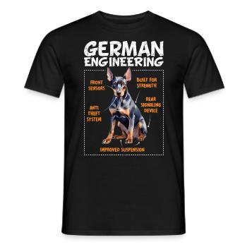 Doberman GERMAN ENGINEERING Lustiges Doberman - Männer T-Shirt - Schwarz - Vorne - AI Model Male 178 light (178cm)