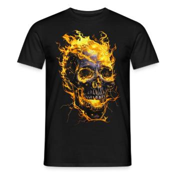 Skull Flames Skull Fire Skeleton Biker - Men's T-Shirt - black - Front - AI Model Male 178 light (178cm)