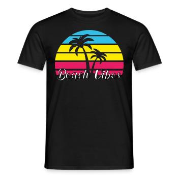Beach Vibes. Sommer, Sonne, Urlaub, Palmen, Retro, - Männer T-Shirt - Schwarz - Vorne - AI Model Male 178 light (178cm)